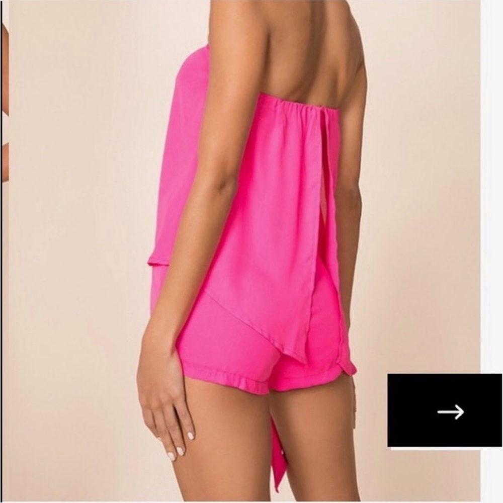 Superdown Jolie Strapless Romper in Pink